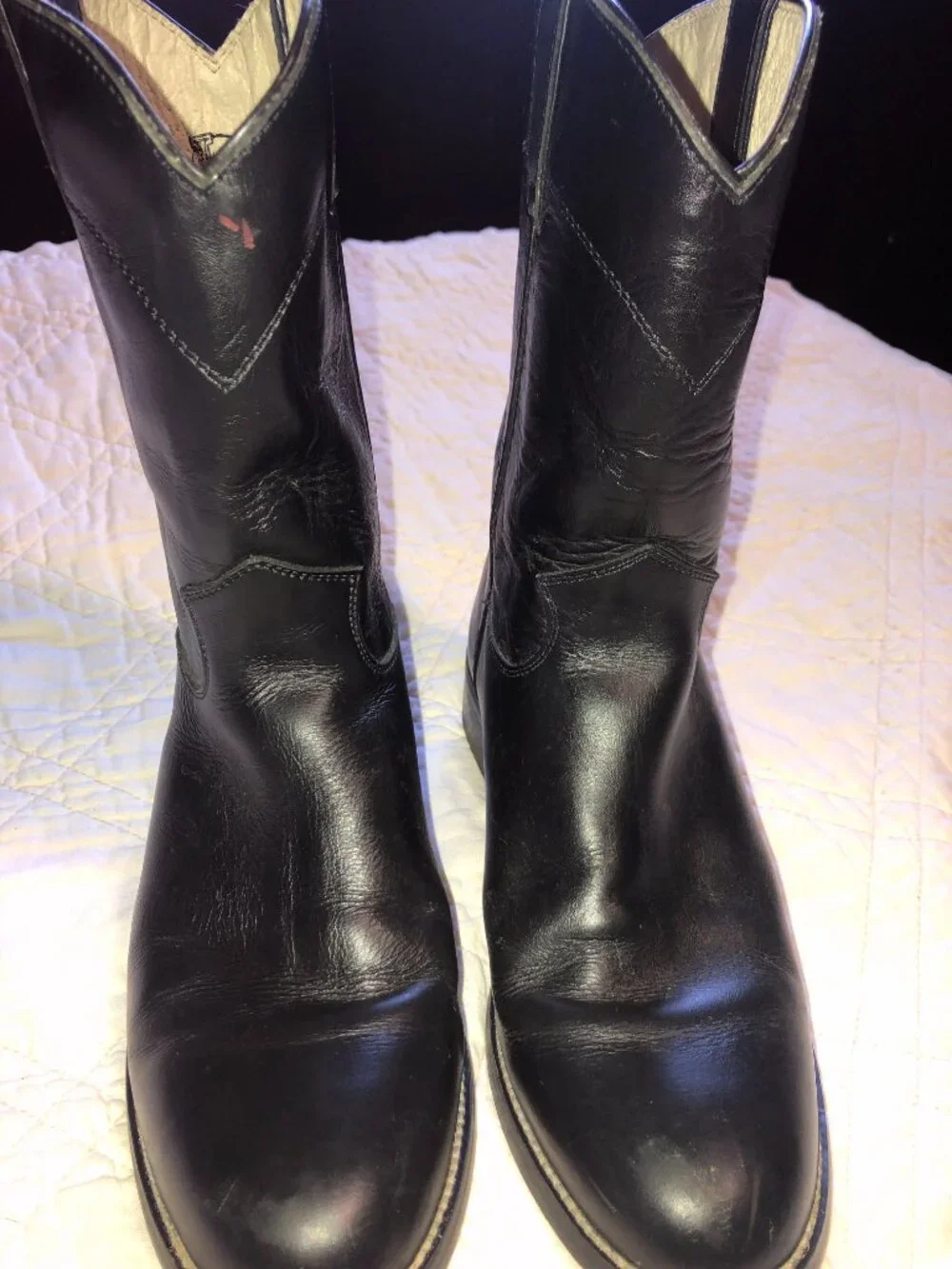 Justin Black Leather Boots, Size 5 D